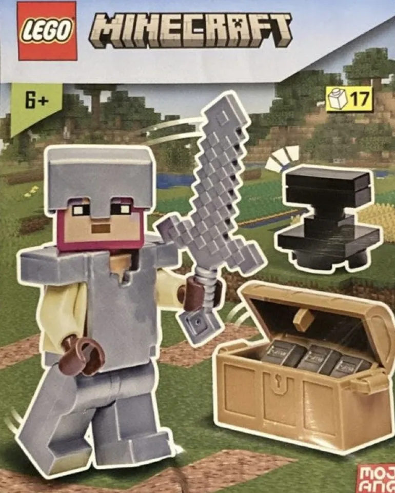 The Brick Show Shop Knight Minifigure w/ Chest & Anvil - LEGO Minecraft Foil Pack Set (662