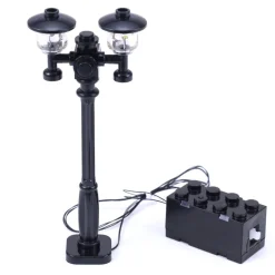 The Brick Show Shop Light-Up Lamp Post (Black) w/ White, Colder Light for LEGO Layouts
