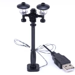 The Brick Show Shop Light-Up Lamp Post (Black) w/ Yellow Light for LEGO Layouts