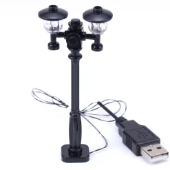 The Brick Show Shop Light-Up Lamp Post (Black) w/ White, Colder Light for LEGO Layouts