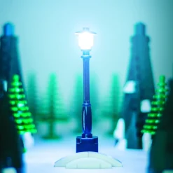 The Brick Show Shop Light-Up Lamp Post (Black) w/ White, Cold Light for LEGO Layouts