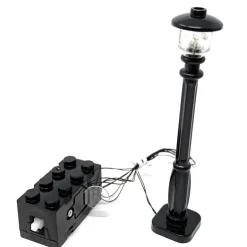 The Brick Show Shop Light-Up Lamp Post (Black) w/ White, Cold Light for LEGO Layouts