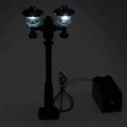 The Brick Show Shop Light-Up Lamp Post (Black) w/ White, Colder Light for LEGO Layouts