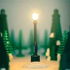 The Brick Show Shop Light-Up Lamp Post (Black) w/ Yellow Light for LEGO Layouts