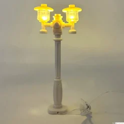 The Brick Show Shop Light-Up Lamp Post (White) w/ Yellow Light for LEGO Layouts