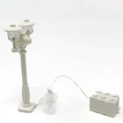 The Brick Show Shop Light-Up Lamp Post (White) w/ Yellow Light for LEGO Layouts