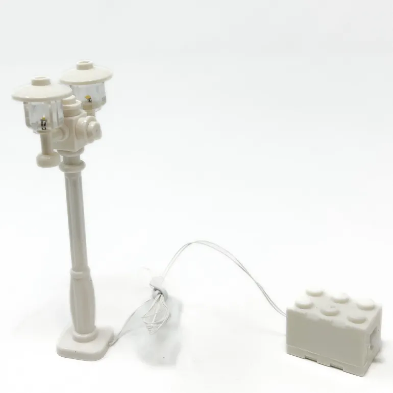 The Brick Show Shop Light-Up Lamp Post (White) w/ Yellow Light for LEGO Layouts