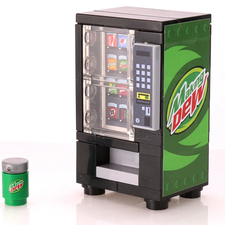 The Brick Show Shop Making Dew - B3 Customs Soda Vending Machine made using LEGO parts