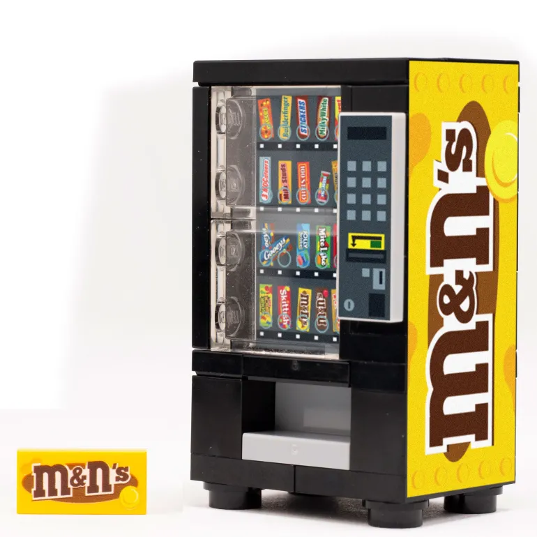 The Brick Show Shop M&Ns (Peanut) Candy Vending Machine made using LEGO parts - B3 Customs