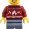 The Brick Show Shop Man in Dark Red Ugly Christmas Sweater w/ Snow Shoes - LEGO City Minif