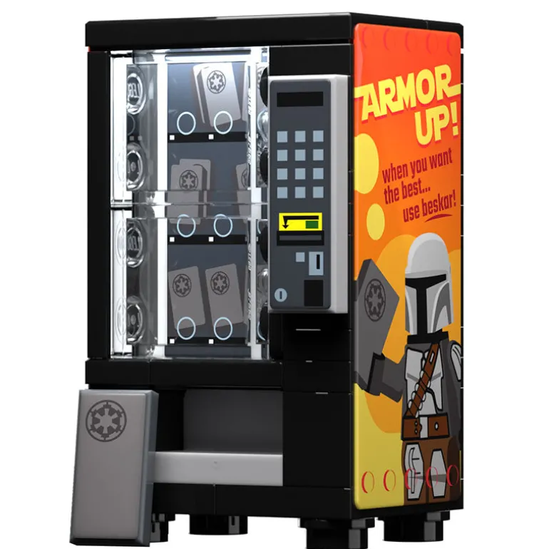 The Brick Show Shop Mando Beskar Vending Machine Building Set made using LEGO parts - B3 C