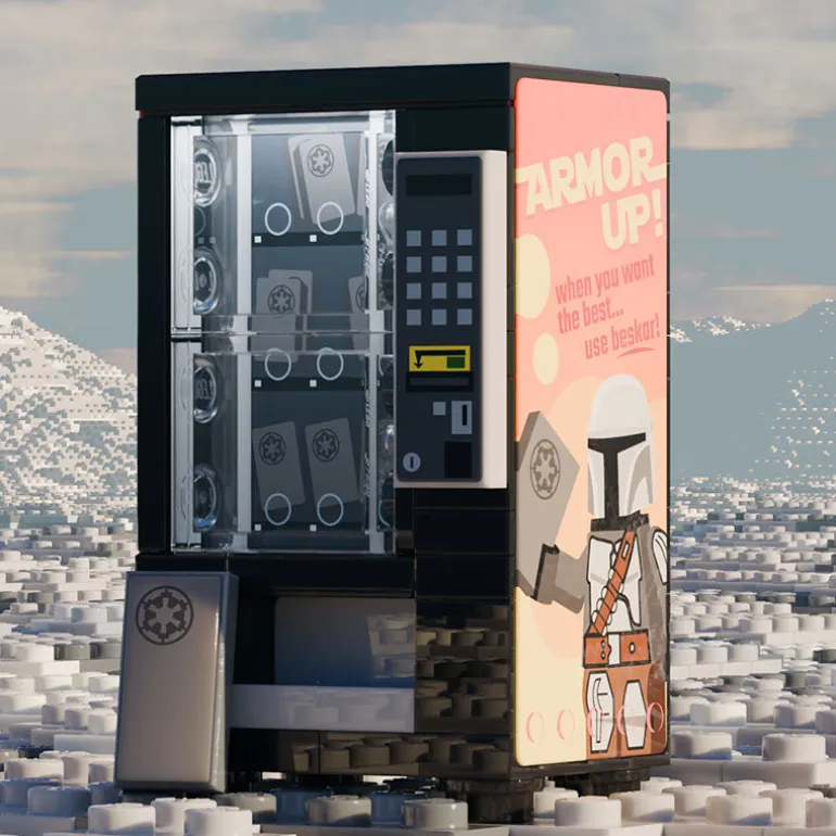 The Brick Show Shop Mando Beskar Vending Machine Building Set made using LEGO parts - B3 C