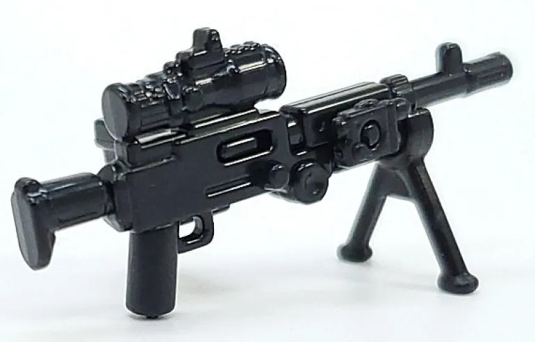 The Brick Show Shop M240B-USMC w/PEQ + Bipod & Ammo Can for LEGO Minifigures, BrickArms