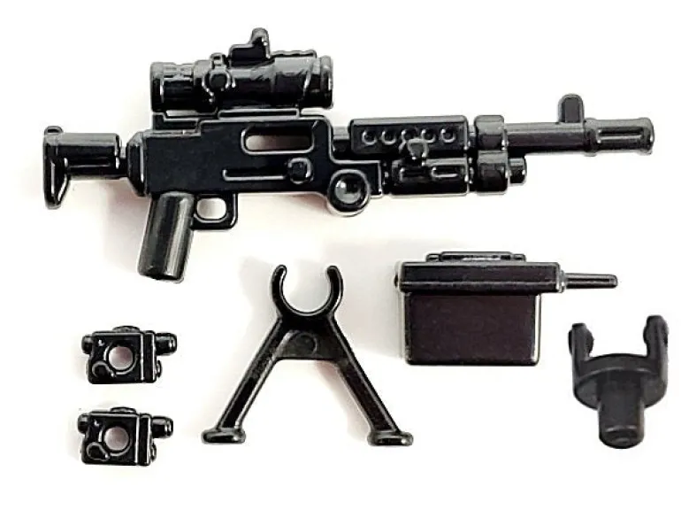 The Brick Show Shop M240B-USMC w/PEQ + Bipod & Ammo Can for LEGO Minifigures, BrickArms