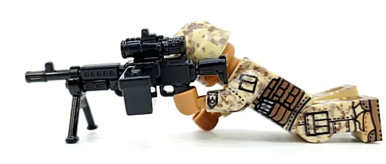 The Brick Show Shop M240B-USMC w/PEQ + Bipod & Ammo Can for LEGO Minifigures, BrickArms
