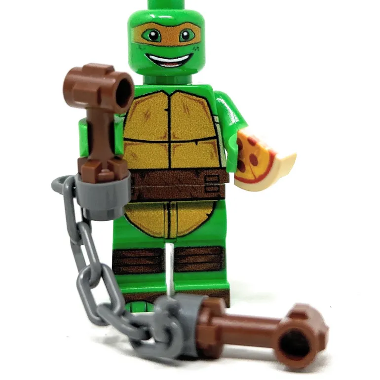 The Brick Show Shop Mikey Orange Fighter Turtle - Custom Minifig made using LEGO parts