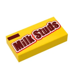 The Brick Show Shop Milk Studs Custom Printed 1x2 Tile made using LEGO parts - B3 Customs