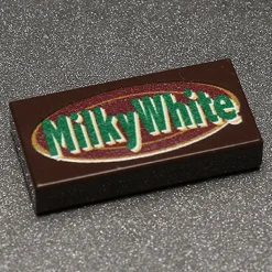 The Brick Show Shop Milky White - B3 Customs® Printed 1x2 Tile made using LEGO parts