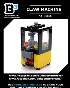 The Brick Show Shop Minifig-Scale Arcade Claw Machine Building Set made from LEGO parts