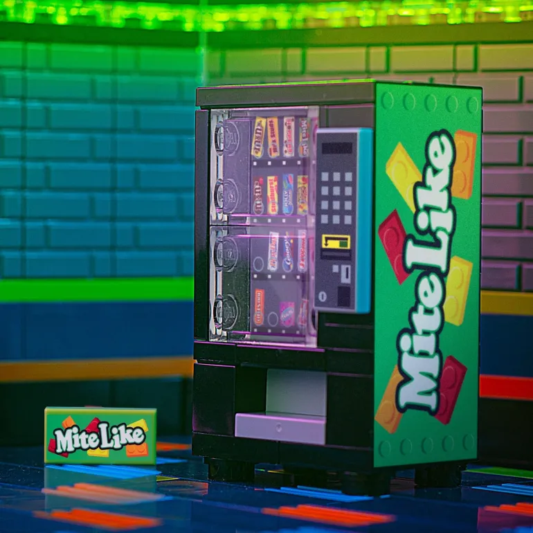 The Brick Show Shop Mite Like - Candy Vending Machine made using LEGO parts - B3 Customs