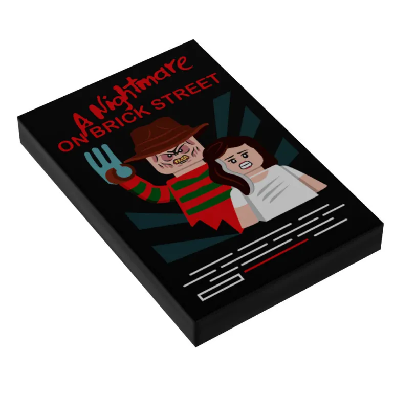 The Brick Show Shop Nightmare on Brick Street Movie Cover (2x3 Tile) - B3 Customs made using LEGO parts