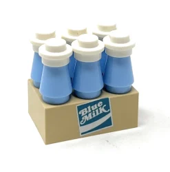 The Brick Show Shop 6-Pack of Blue Milk for minifigs, made from LEGO bricks - B3 Customs