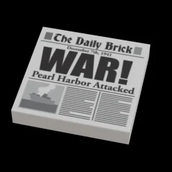 The Brick Show Shop Pearl Harbor Attack WW2 Newspaper (2x2 Tile) made using LEGO part