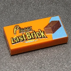 The Brick Show Shop Pieces Last Brick - Custom Printed 1x2 Tile