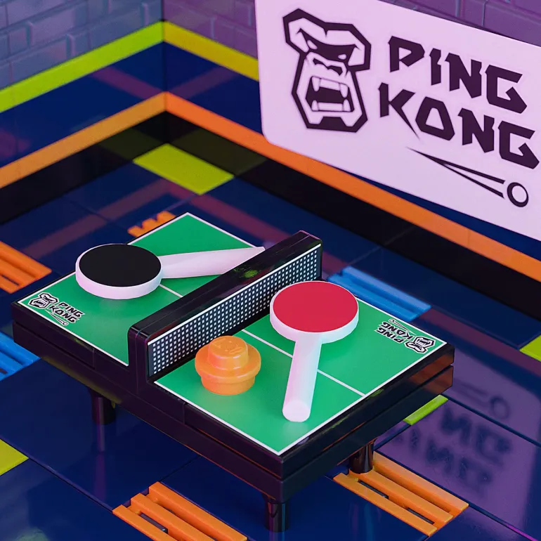The Brick Show Shop Ping Kong - Custom Ping Pong Table made using LEGO parts - B3 Customs