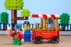 The Brick Show Shop Popcorn Vending Cart Building Set made using LEGO parts