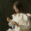 The Brick Show Shop Portrait of a Child Sewing (1897) by Frank Weston Benson on 11x14 Art