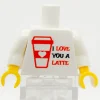 The Brick Show Shop Printed "I Love You A Latte" Minifig Torso made using LEGO parts - B3