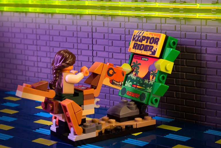 The Brick Show Shop Raptor Rider - B3 Customs Arcade Game made using LEGO parts