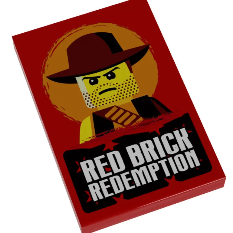 The Brick Show Shop Red Brick Redemption Video Game Cover (2x3 Tile) - B3 Customs made using LEGO bricks