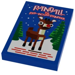 The Brick Show Shop Red-Nosed Reindeer Christmas Movie Cover (2x3 Tile) made using LEGO pa