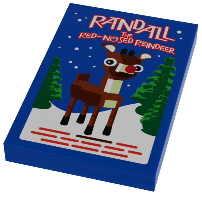 The Brick Show Shop Red-Nosed Reindeer Christmas Movie Cover (2x3 Tile) made using LEGO pa