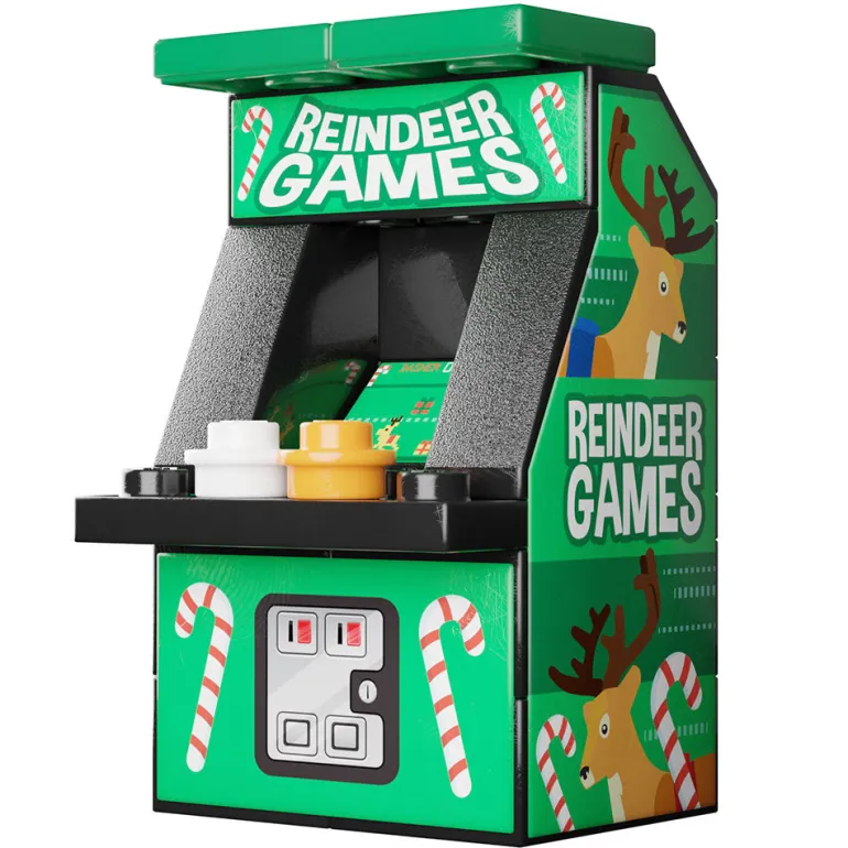 The Brick Show Shop Reindeer Games Arcade Machine Toy Building Kit made using LEGO parts -