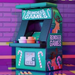 The Brick Show Shop Reindeer Games Arcade Machine Toy Building Kit made using LEGO parts -