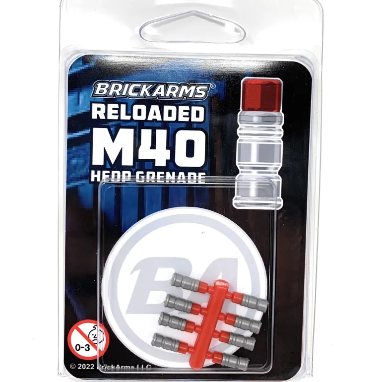 The Brick Show Shop Reloaded M40 HEDP Grenade 8-Pack (Silver/Red) - BrickArms, LEGO compatible