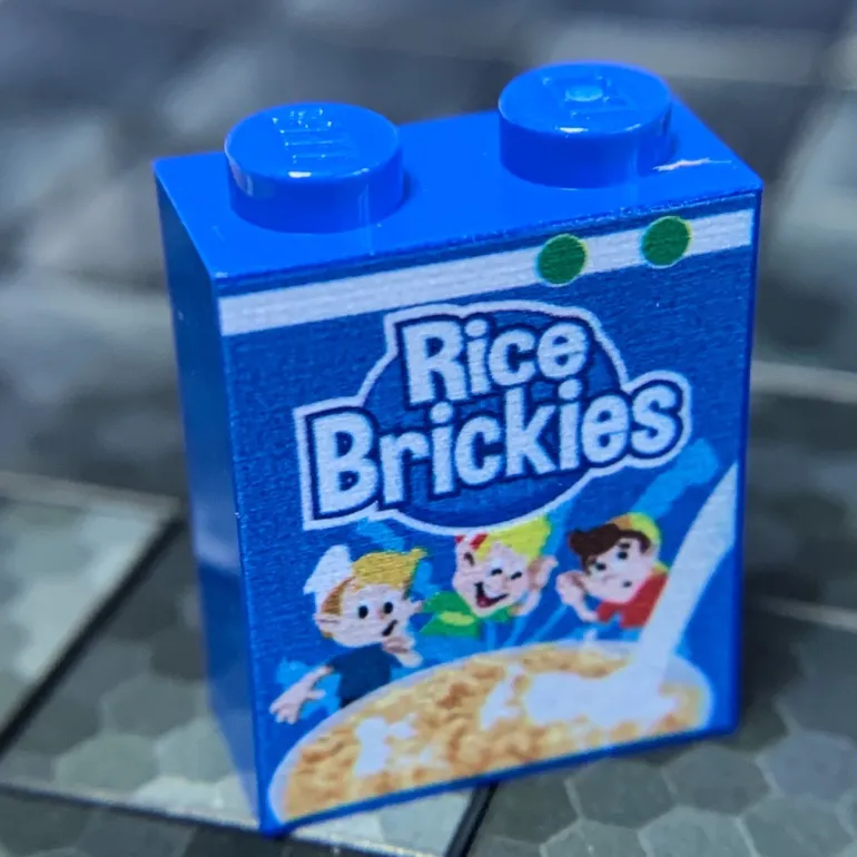 The Brick Show Shop Rice Brickies Cereal - Custom Printed 1x2x2 Brick