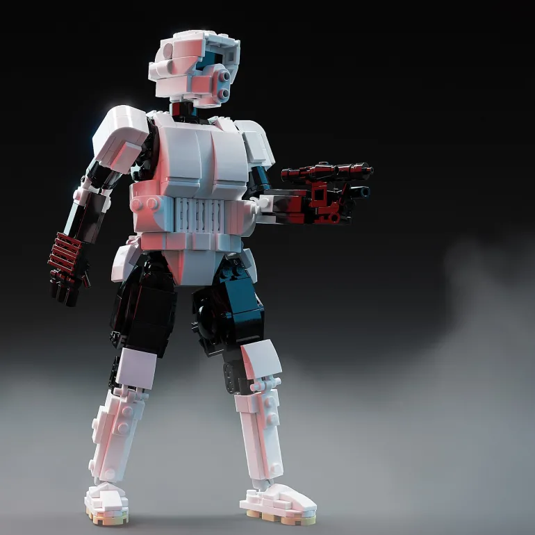 The Brick Show Shop Scout Trooper 9” Buildable Figure MOC made using LEGO parts