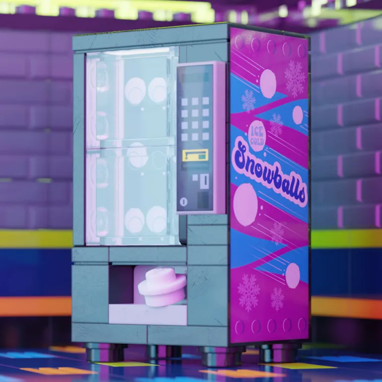 The Brick Show Shop Snowballs Minifig Vending Machine made using LEGO parts - B3 Customs