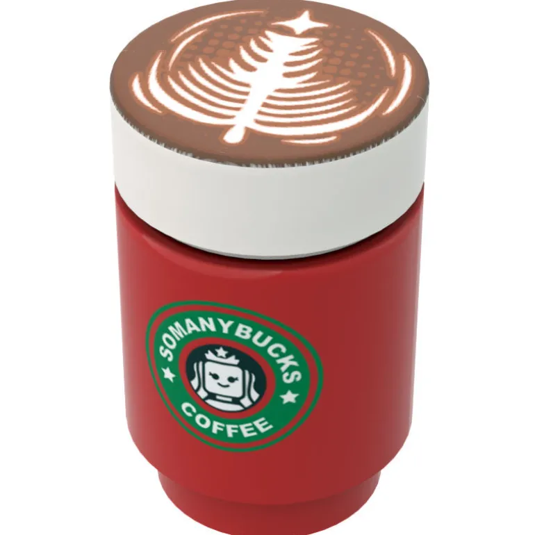 The Brick Show Shop Somanybucks Christmas Coffee Cup w/ Christmas Tree Foam for Minifigs m