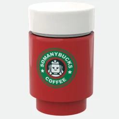 The Brick Show Shop Somanybucks Christmas Coffee Cup for Minifigs made using LEGO parts -
