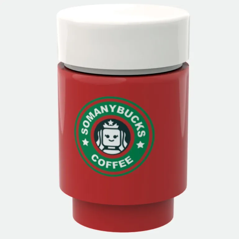 The Brick Show Shop Somanybucks Christmas Coffee Cup for Minifigs made using LEGO parts -