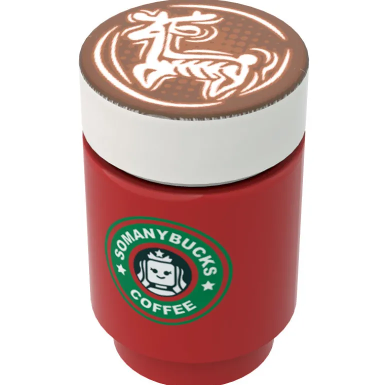 The Brick Show Shop Somanybucks Christmas Coffee Cup w/ Christmas Reindeer Foam for Minifi