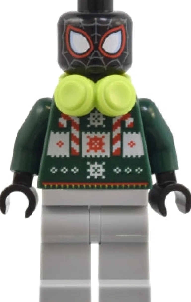 The Brick Show Shop Spider-Man (Miles Morales) in Holiday Sweater and Headphones - LEGO Ma