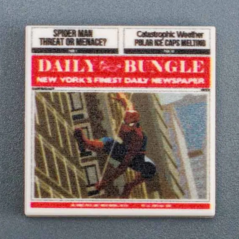 The Brick Show Shop Spidey Sighting! Newspaper - Custom Part (2x2 Tile)