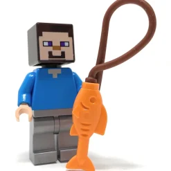 The Brick Show Shop Steve (Silver Legs, Fishing Pole) - LEGO Minecraft Minifigure (2017)