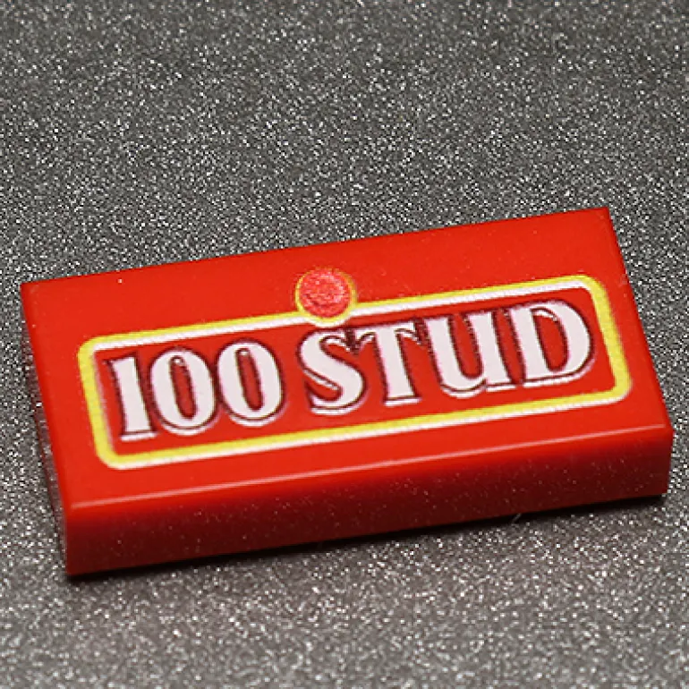 The Brick Show Shop 100 Stud Custom Printed 1x2 Tile made using LEGO part - B3 Customs